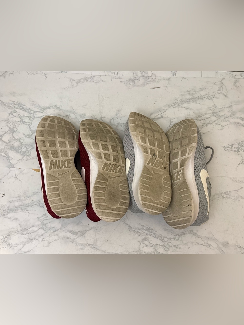 Nike Womens Tanjun Red Burgundy Gray White Running Shoes Sz 6.5 Lot Of 2 - Picture 6 of 9
